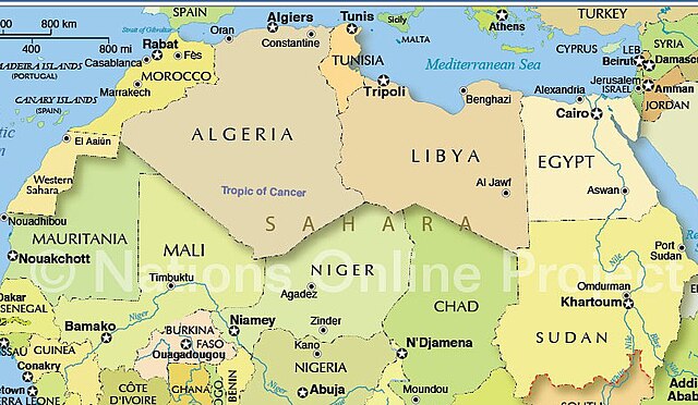 Map of North Africa and the Mediterranean